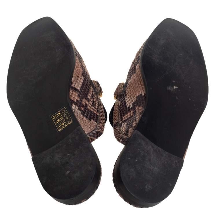 Pre Owned Stella McCartney Brown Faux Python Flats Size 37.5