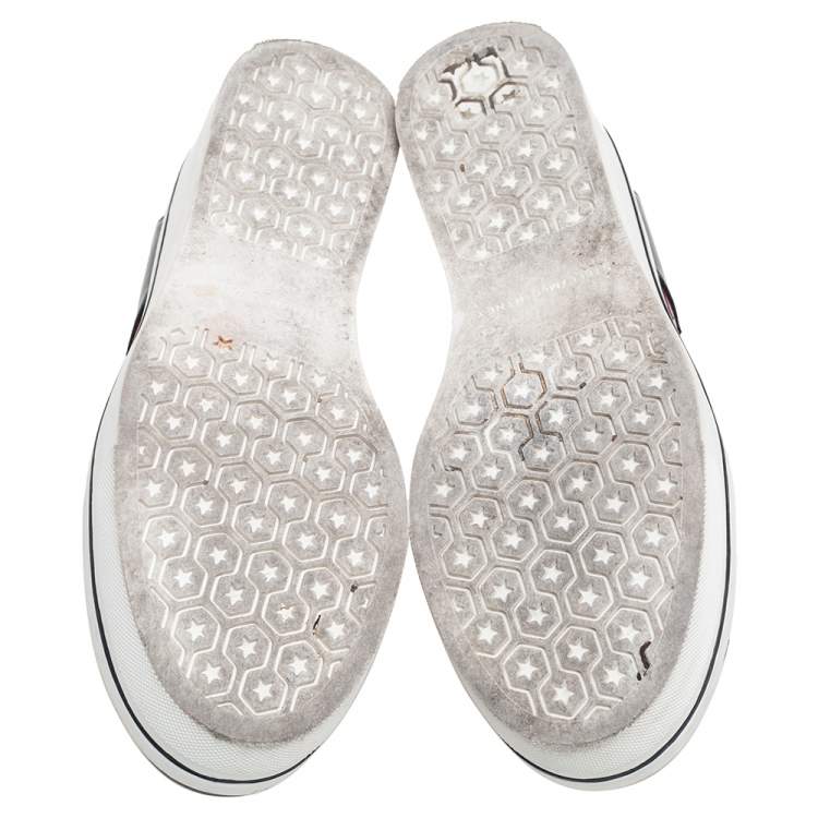 Pre Owned Stella McCartney Metallic Grey Faux Leather  Binx Star Platform Slip On Sneakers Size 37