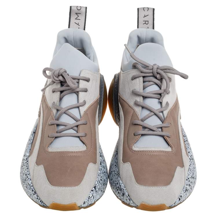 مملوكة مسبقًا Stella McCartney Grey/Beige Faux Leather And Suede Eclypse Chunky Sneakers Size 40