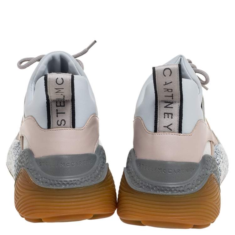 مملوكة مسبقًا Stella McCartney Grey/Beige Faux Leather And Suede Eclypse Chunky Sneakers Size 40