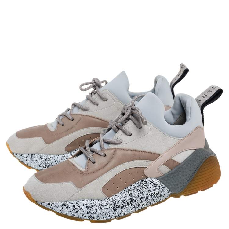 مملوكة مسبقًا Stella McCartney Grey/Beige Faux Leather And Suede Eclypse Chunky Sneakers Size 40