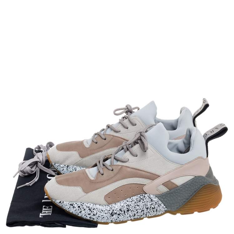 مملوكة مسبقًا Stella McCartney Grey/Beige Faux Leather And Suede Eclypse Chunky Sneakers Size 40