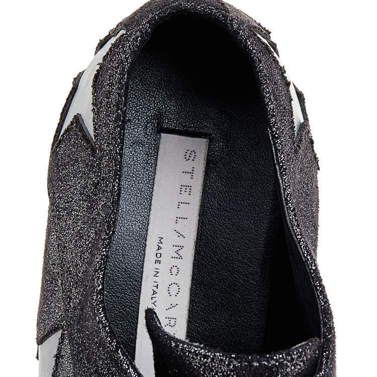 Pre Owned Stella McCartney Metallic Faux Suede Elyse Star Platform Derby Size 37