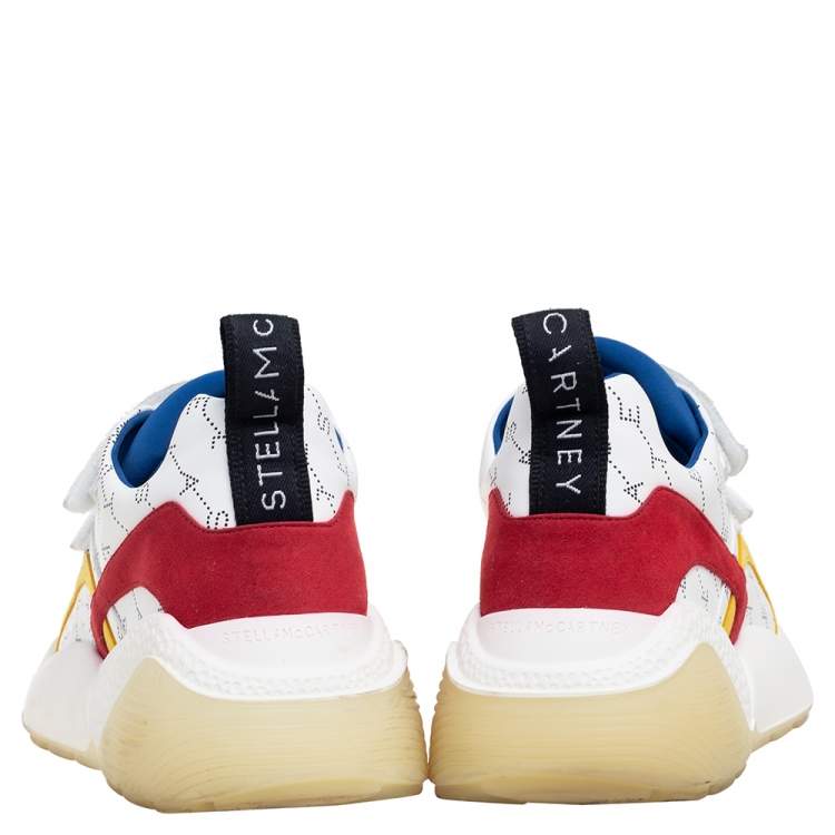 Pre Owned Stella McCartney White Faux Leather And Faux Suede  Eclypse Velcro Strap Low Top Sneakers Size 41 