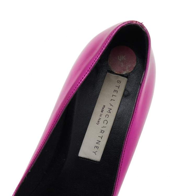 Pre Owned Stella McCartney Metallic Pink Faux Leather Block Heel Pointed-Toe Pumps Size 36
