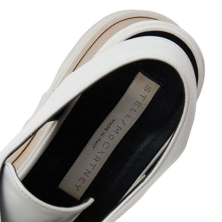 Pre Owned Stella McCartney White Faux Leather Elyse Cut Out Platform Sneakers Size 38.5