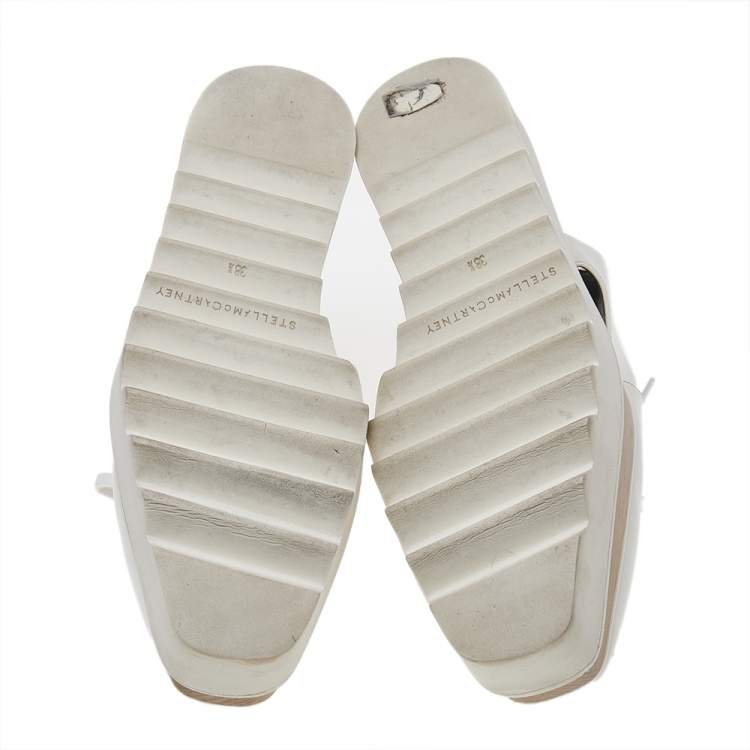 Pre Owned Stella McCartney White Faux Leather Elyse Cut Out Platform Sneakers Size 38.5