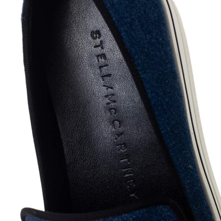 Pre Owned Stella McCartney Blue Denim Binx Slip On Platform Sneakers Size 36