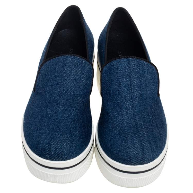 Pre Owned Stella McCartney Blue Denim Binx Slip On Platform Sneakers Size 36