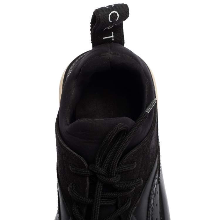 Pre Owned Stella McCartney Black Faux Leather and Faux Croc Leather Sneakers Size 38