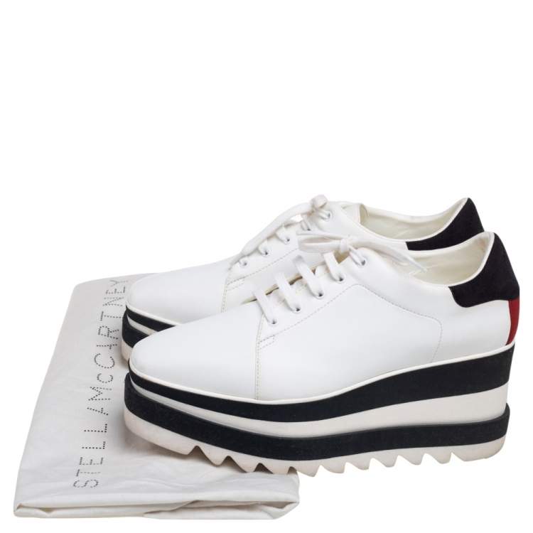Pre Owned Stella McCartney White Faux Leather Elyse Platform Derby Size 37