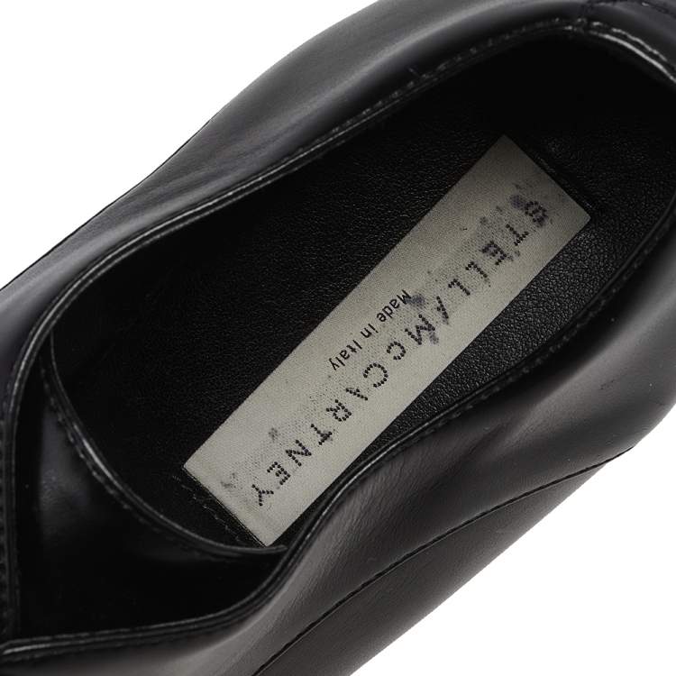 مملوكة مسبقًا Stella McCartney Black Faux Leather  Elyse Platform Derby Sneakers Size 37