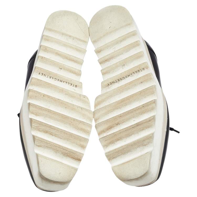 مملوكة مسبقًا Stella McCartney Black Faux Leather  Elyse Platform Derby Sneakers Size 37