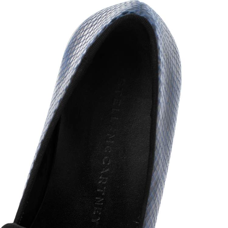 Pre Owned Stella McCartney Blue Faux Snakeskin Embossed Leather Platform Binx Sneakers Size 37