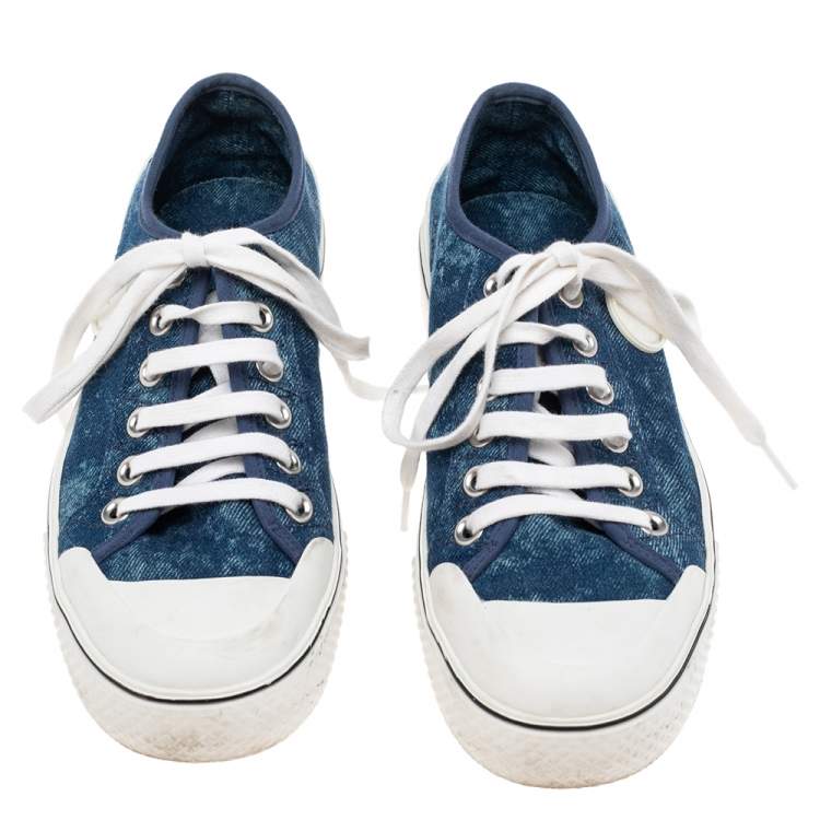 Pre Owned Stella McCartney Blue Denim And Rubber Low Top Sneakers Size 40