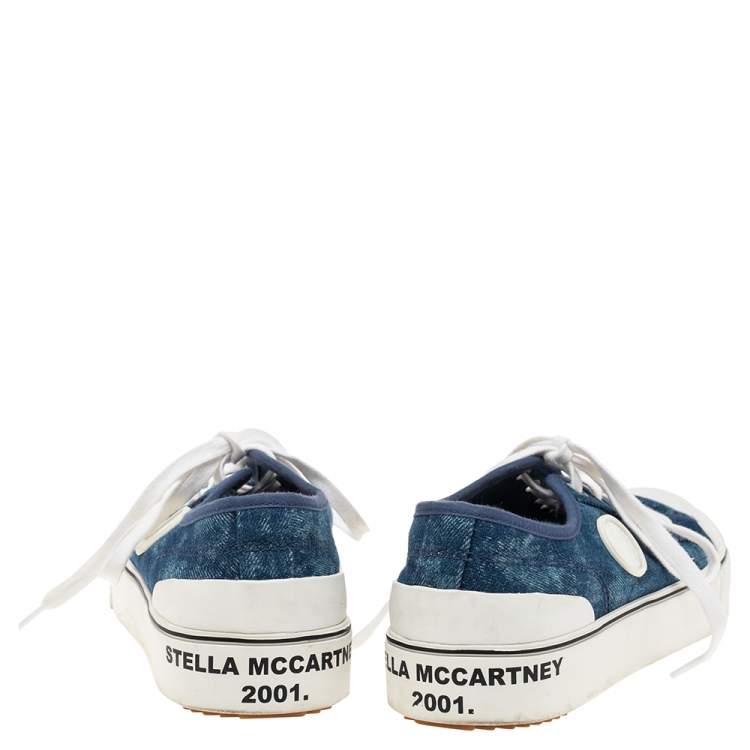Pre Owned Stella McCartney Blue Denim And Rubber Low Top Sneakers Size 40