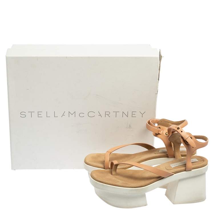 Pre Owned Stella McCartney Peach Faux Leather Altea Platform Sandals Size 41