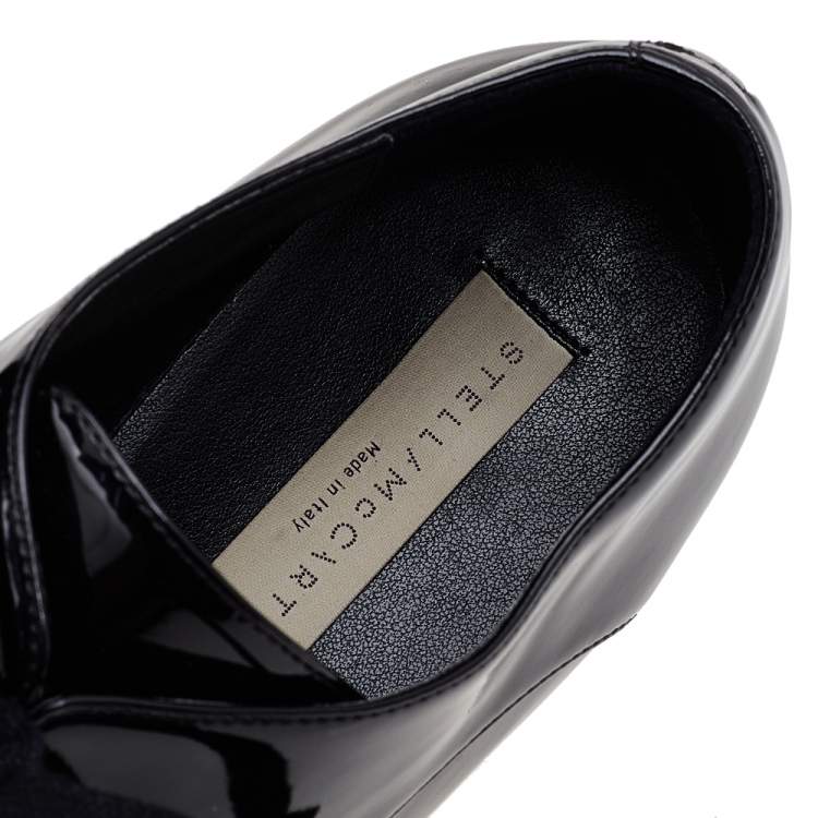 Pre Owned Stella McCartney Black Faux Patent Leather Elyse Platforms Sneakers Size 39