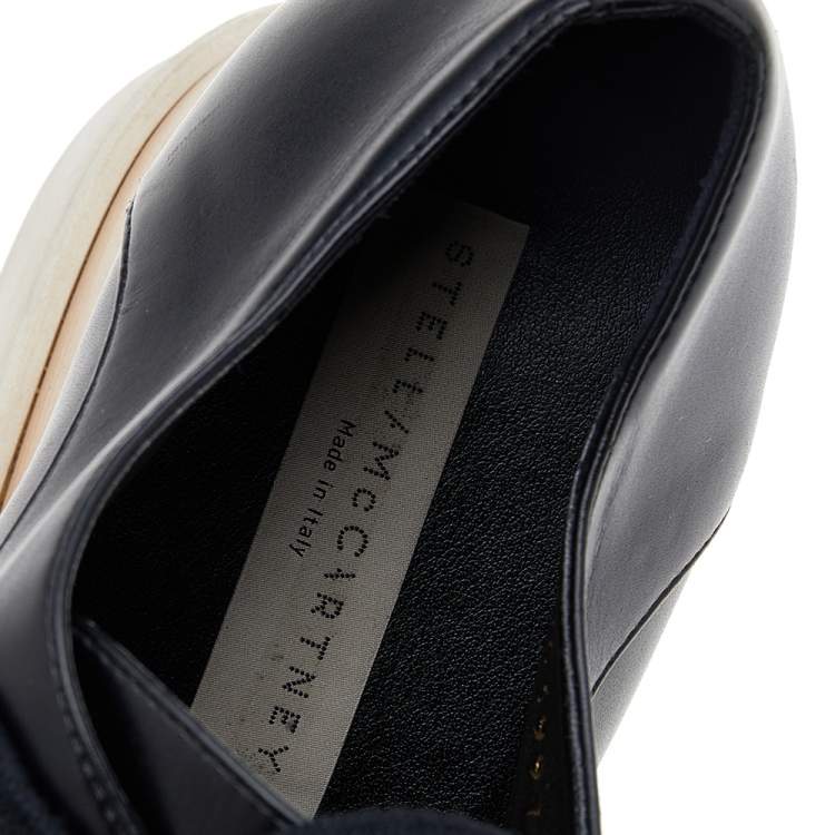 Pre Owned Stella McCartney Black Faux Leather Elyse Platform Derby Size 37.5