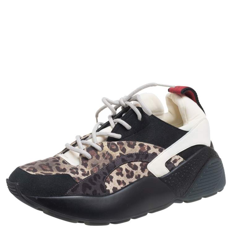 Pre Owned Stella McCartney Multicolor Faux Suede and Fabric Eclypse Low-Top Sneakers Size 40
