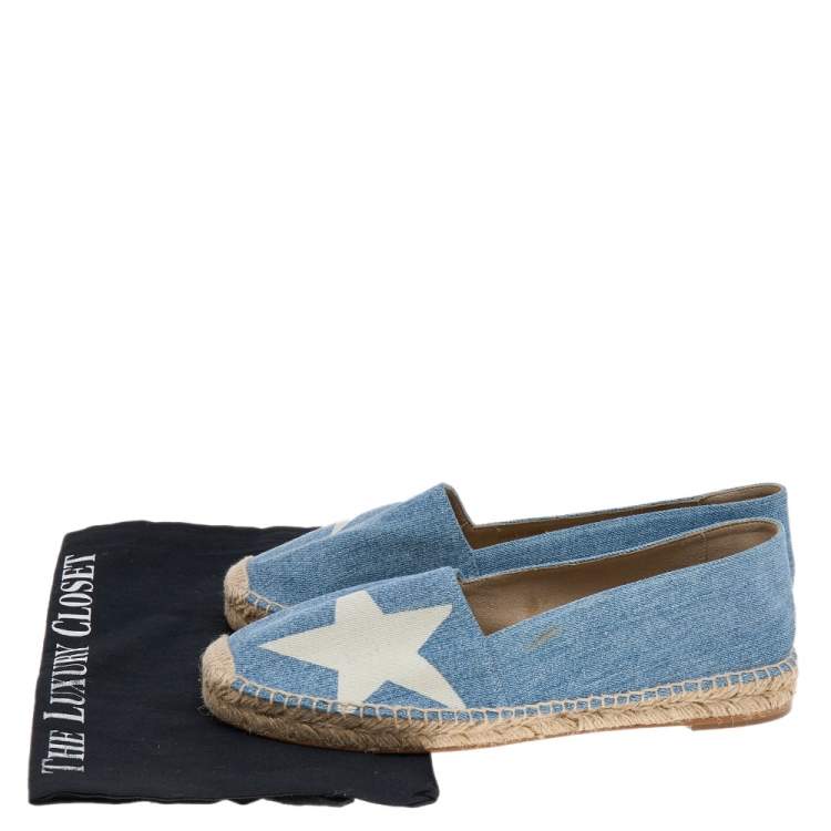 Pre Owned Stella McCartney Blue/White Star Print Denim Rocio Espadrille Flats Size 40