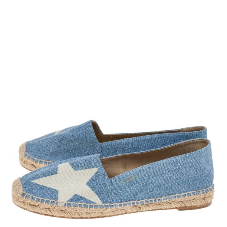 Pre Owned Stella McCartney Blue/White Star Print Denim Rocio Espadrille Flats Size 40