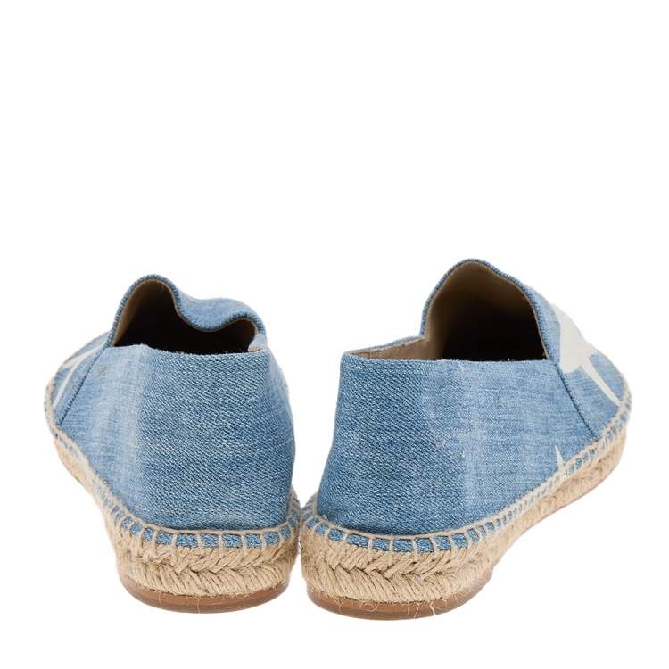 Pre Owned Stella McCartney Blue/White Star Print Denim Rocio Espadrille Flats Size 40