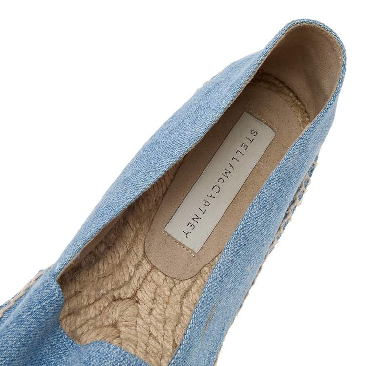 Pre Owned Stella McCartney Blue/White Star Print Denim Rocio Espadrille Flats Size 40