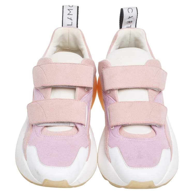 Pre Owned Stella McCartney Multicolor Faux Leather and Faux Suede Eclypse Velcro Sneakers Size 39