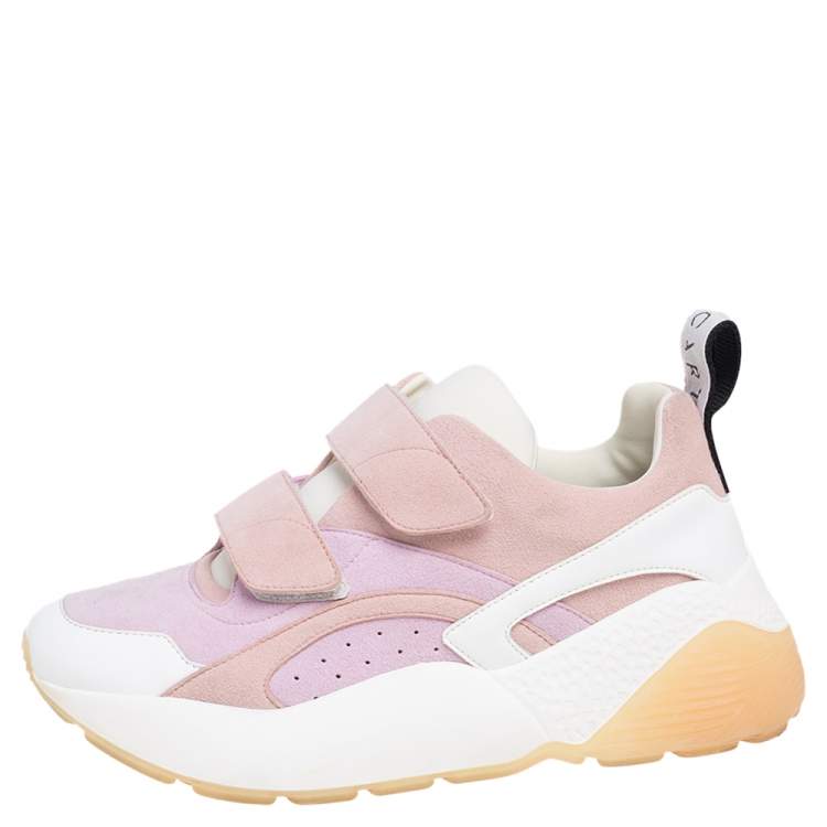 Pre Owned Stella McCartney Multicolor Faux Leather and Faux Suede Eclypse Velcro Sneakers Size 39