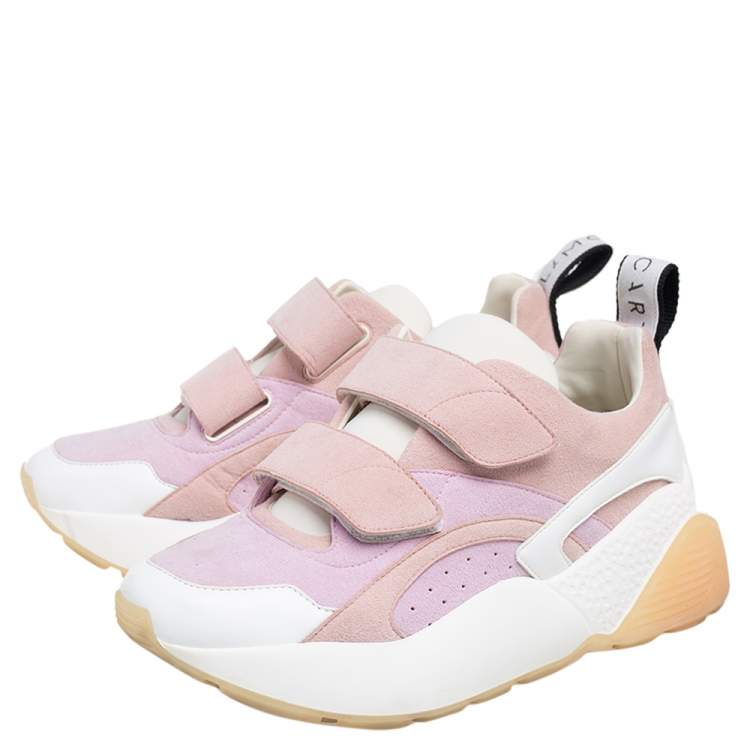 Pre Owned Stella McCartney Multicolor Faux Leather and Faux Suede Eclypse Velcro Sneakers Size 39