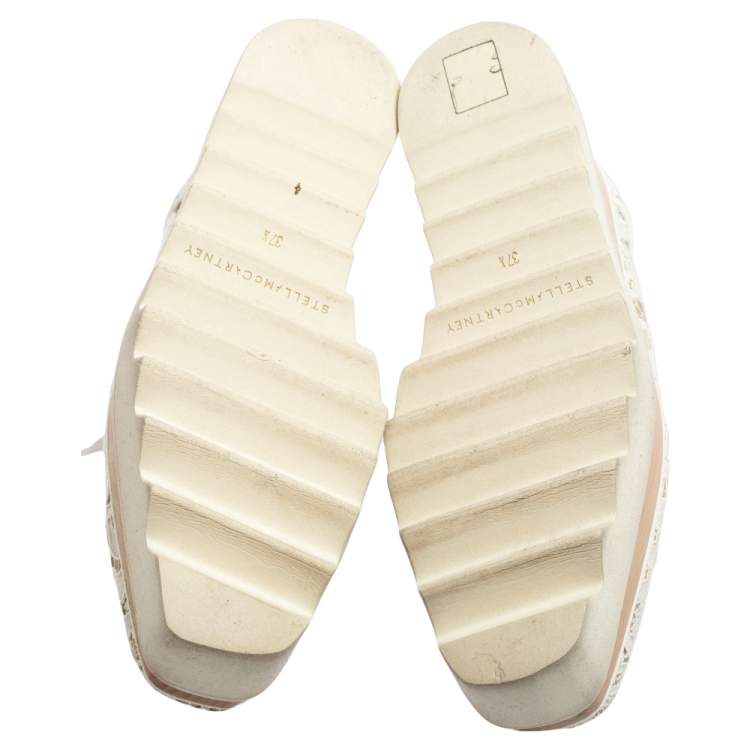 Pre Owned Stella McCartney White Lace Elyse Platform Lace Up Sneakers Size 37.5 