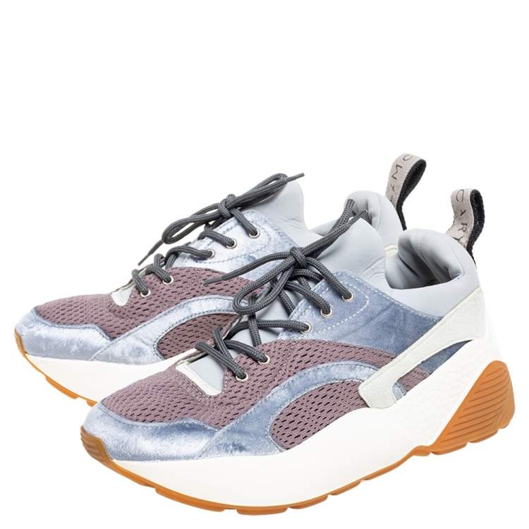 Pre Owned Stella McCartney Multicolor Velvet And Faux Suede Eclypse Low Top Sneakers Size 39