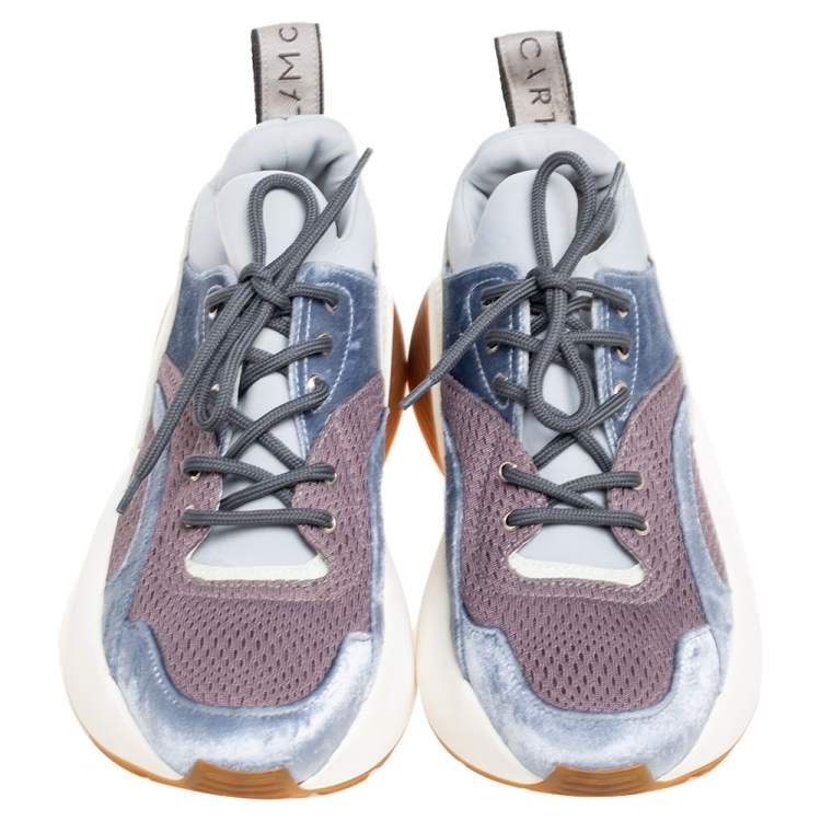 Pre Owned Stella McCartney Multicolor Velvet And Faux Suede Eclypse Low Top Sneakers Size 39