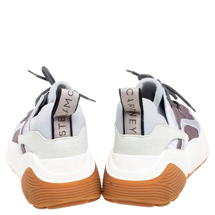 Pre Owned Stella McCartney Multicolor Velvet And Faux Suede Eclypse Low Top Sneakers Size 39