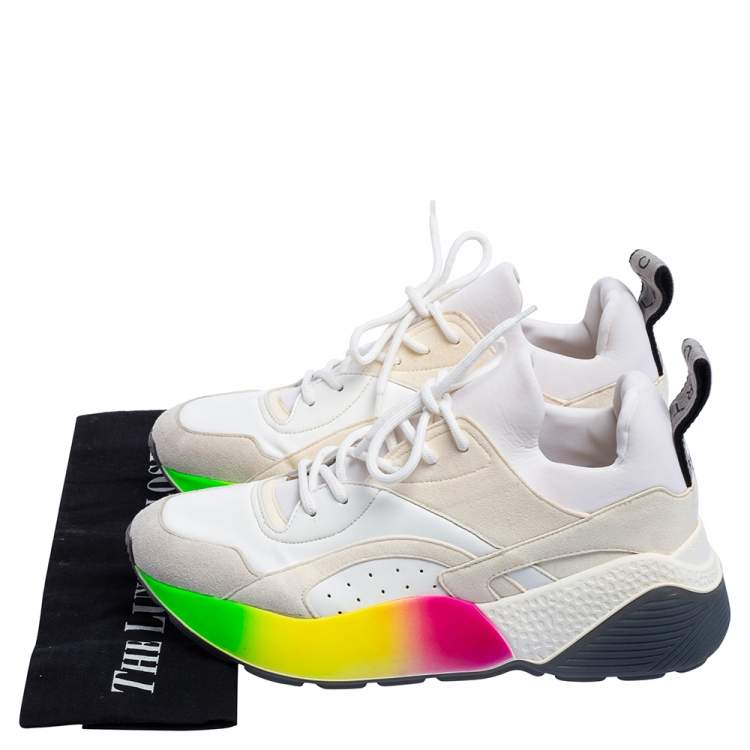 مملوكة مسبقًا Stella McCartney White Faux Leather and Faux Suede Eclypse Low-Top Sneakers Size 39