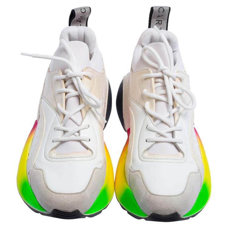 مملوكة مسبقًا Stella McCartney White Faux Leather and Faux Suede Eclypse Low-Top Sneakers Size 39
