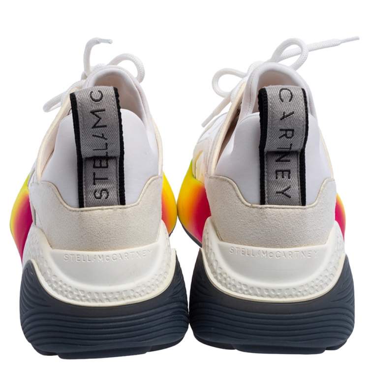 مملوكة مسبقًا Stella McCartney White Faux Leather and Faux Suede Eclypse Low-Top Sneakers Size 39