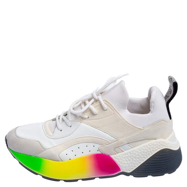 مملوكة مسبقًا Stella McCartney White Faux Leather and Faux Suede Eclypse Low-Top Sneakers Size 39