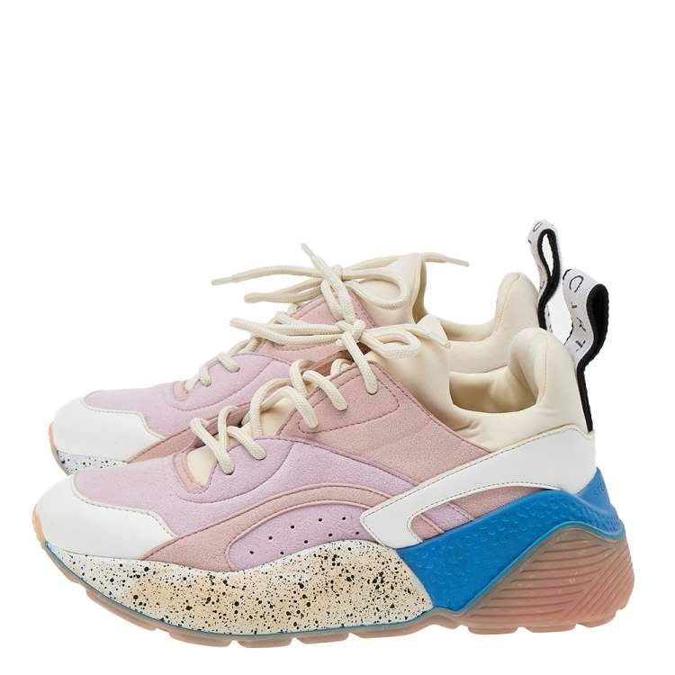 Pre Owned Stella McCartney Multicolor Faux Leather/Suede and Neoprene Eclypse Chunky Sneakers Size 35