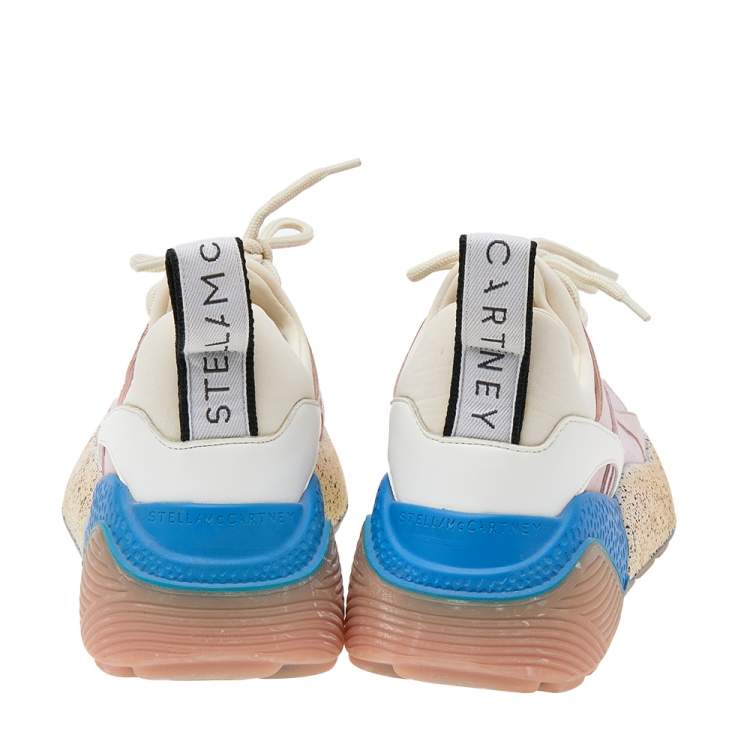Pre Owned Stella McCartney Multicolor Faux Leather/Suede and Neoprene Eclypse Chunky Sneakers Size 35