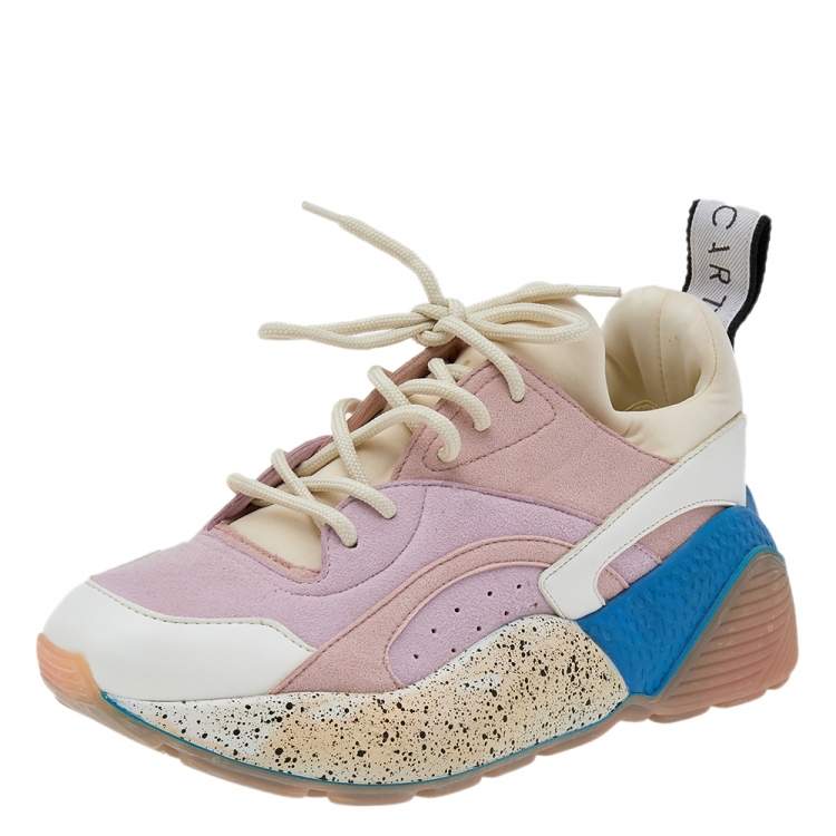 Pre Owned Stella McCartney Multicolor Faux Leather/Suede and Neoprene Eclypse Chunky Sneakers Size 35