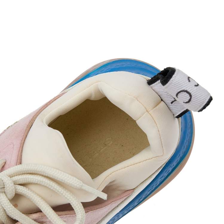 Pre Owned Stella McCartney Multicolor Faux Leather/Suede and Neoprene Eclypse Chunky Sneakers Size 35