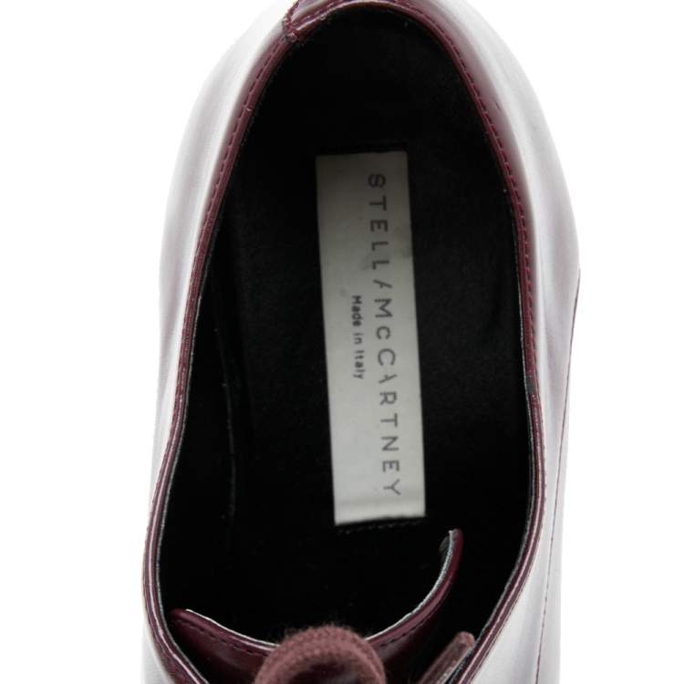 Pre Owned Stella McCartney Burgundy Faux Leather Elyse Platform Sneakers Size 39