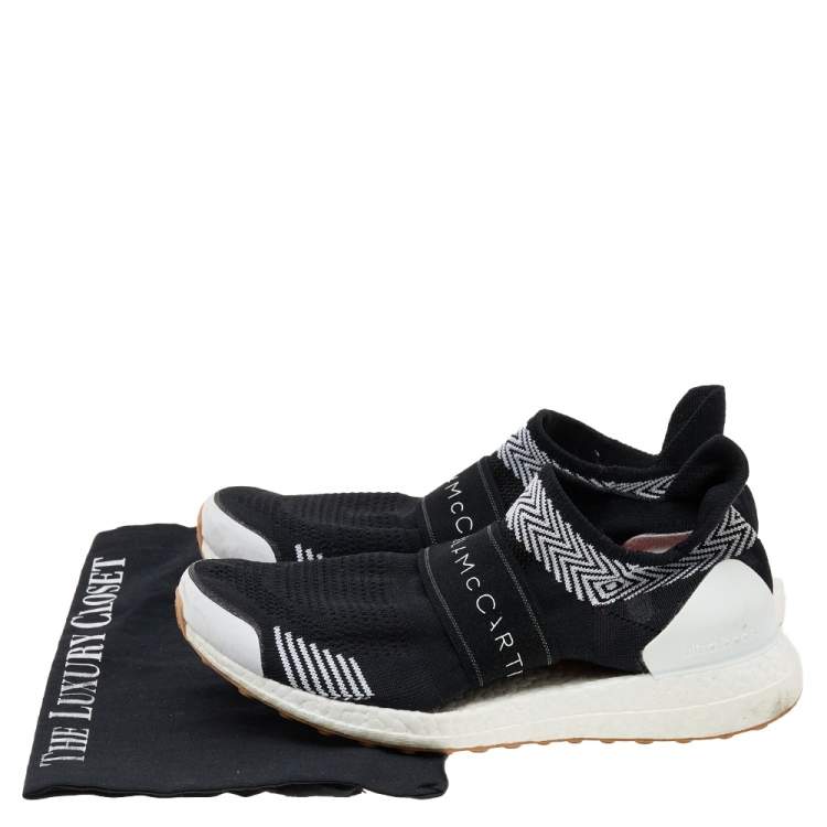 Pre Owned Adidas by Stella McCartney Black/White Knit Fabric Ultraboost 3D Sneakers Size 38 2/3
