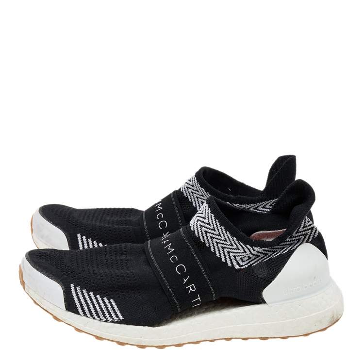 Pre Owned Adidas by Stella McCartney Black/White Knit Fabric Ultraboost 3D Sneakers Size 38 2/3