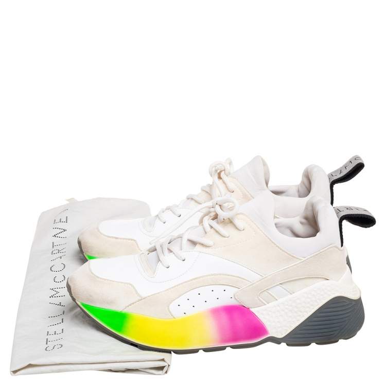 Pre Owned Stella McCartney Multicolor Faux Leather And Faux Suede Eclypse Low-Top Sneakers Size 39