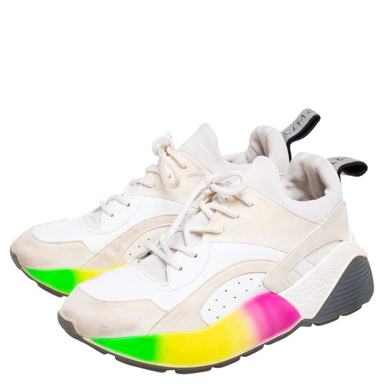 Pre Owned Stella McCartney Multicolor Faux Leather And Faux Suede Eclypse Low-Top Sneakers Size 39