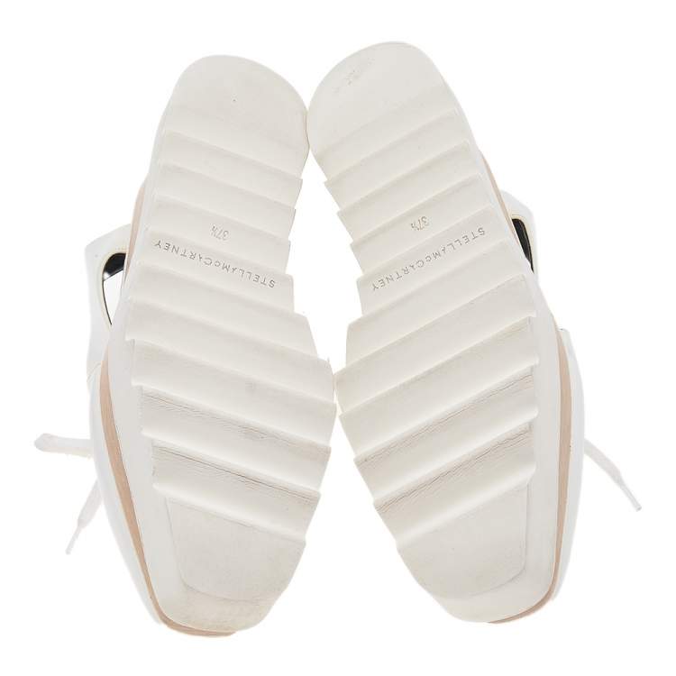 Pre Owned Stella McCartney White Faux Leather Elyse Cut-Out Platform Derby Size 37.5