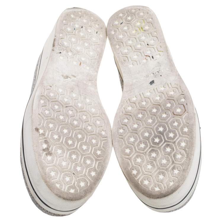 Pre Owned Stella McCartney Grey Glitter Platform Sneakers Size 35